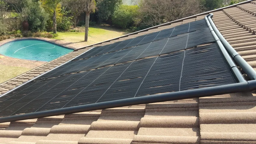 Riser tube solar panels close-up view